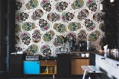 Colourful Skeleton Pattern Custom Wallpaper Design
