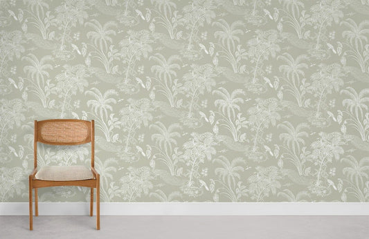 Elegant Grey Botanical Garden Mural Wallpaper