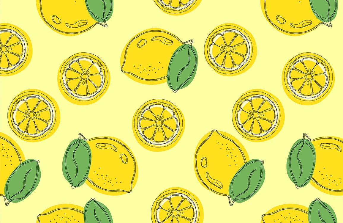 Sketch Lemon Fruit Wallpaper Mural