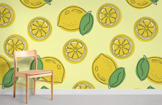 Sketch Lemon Fruit Wallpaper Room