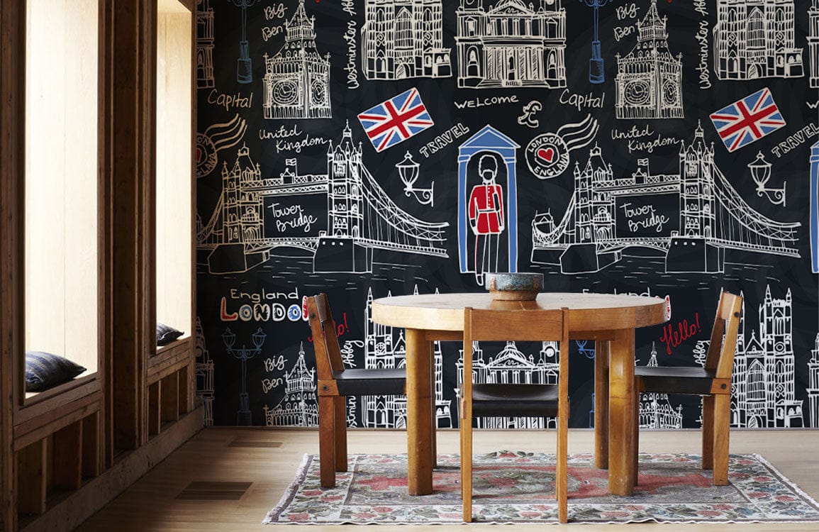 sketch london wallpaper mural dining room decoration