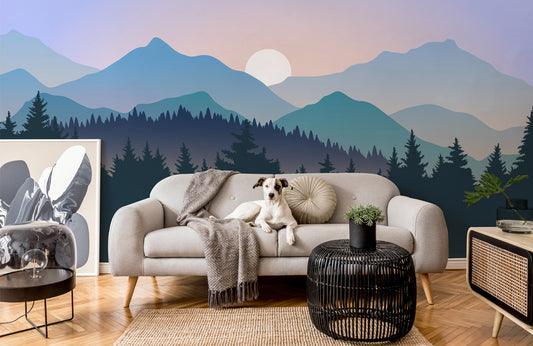 Ombre Sunset Mountain Wall Mural for Room decor