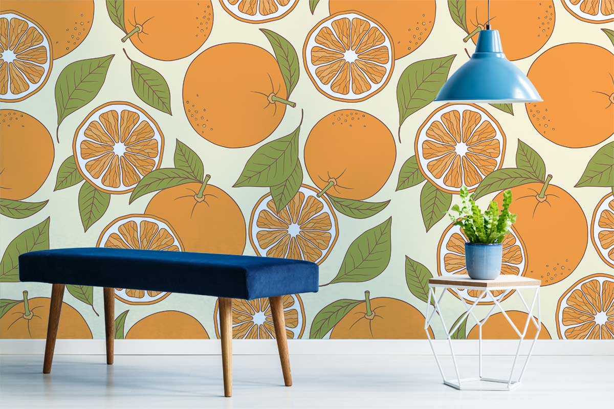 Sketch Orange Fruit Wallpaper Design Art