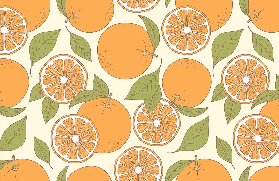 Sketch Orange Fruit Wall Mural Home Decor