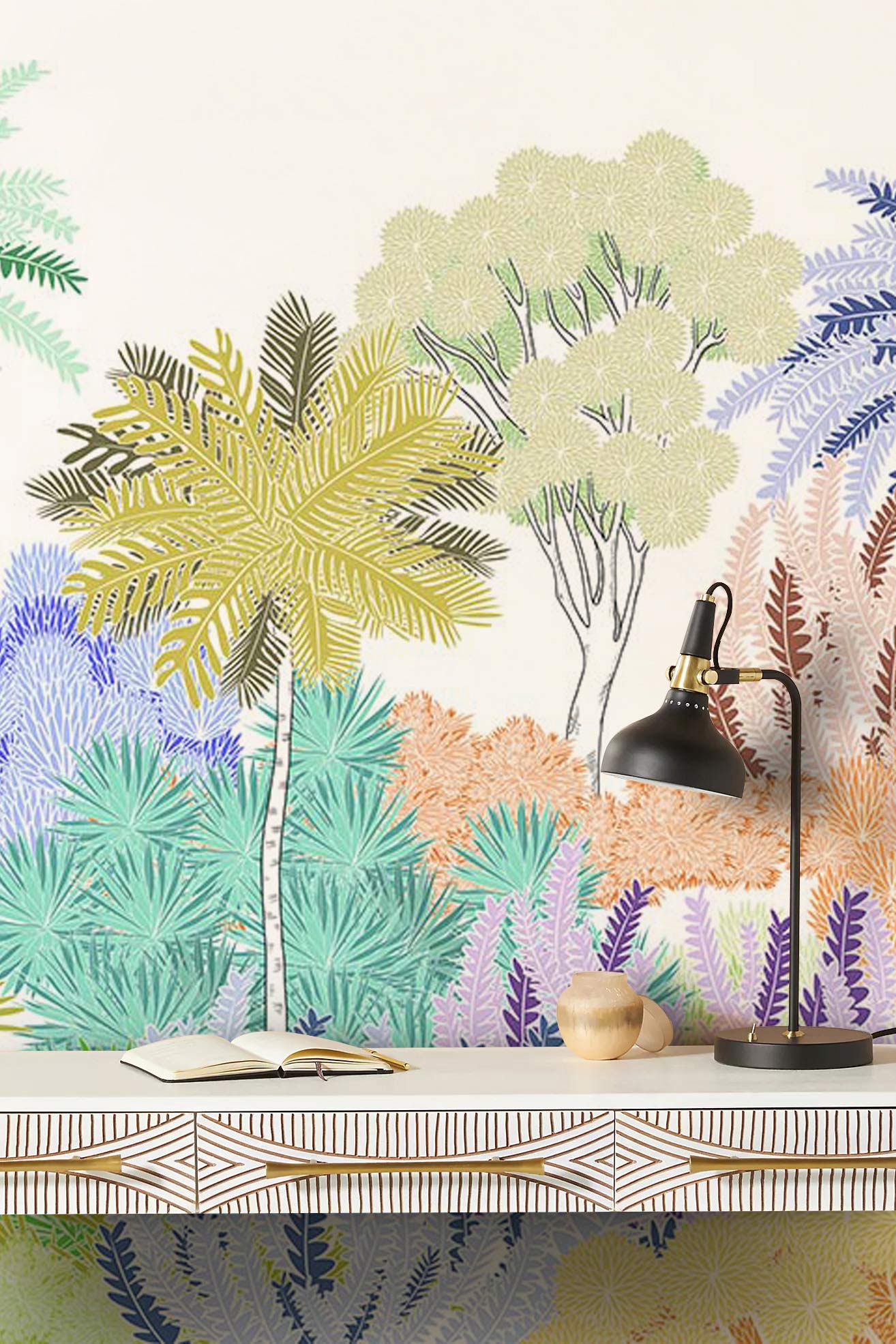 Home and Office Decoration Featuring a Tree Sketch Wallpaper Mural