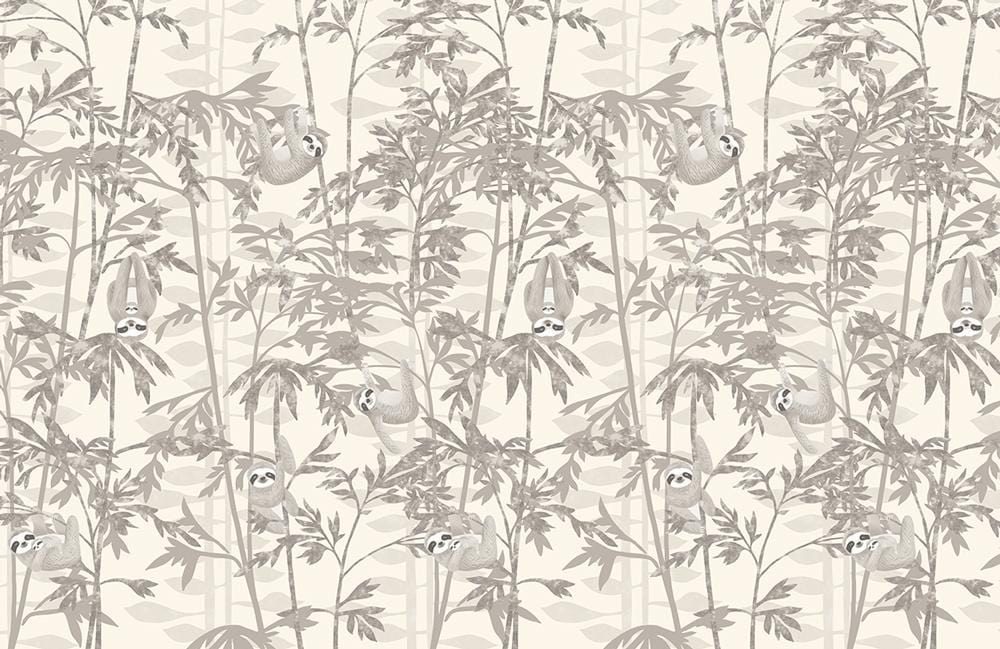 Whimsical Sloth Bamboo Forest Mural Wallpaper