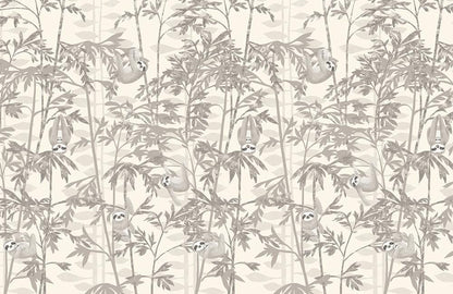 Whimsical Sloth Bamboo Forest Mural Wallpaper