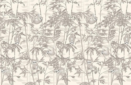 Whimsical Sloth Bamboo Forest Mural Wallpaper
