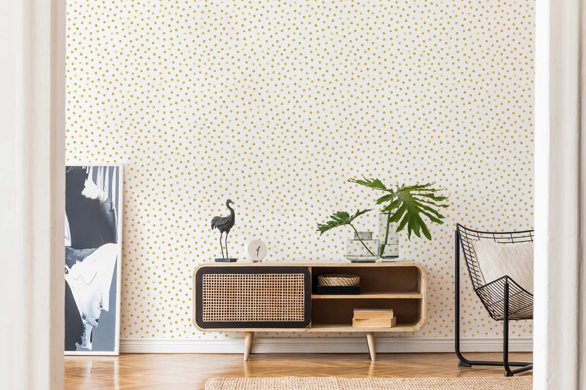 amazing dots wallpaper design for living room