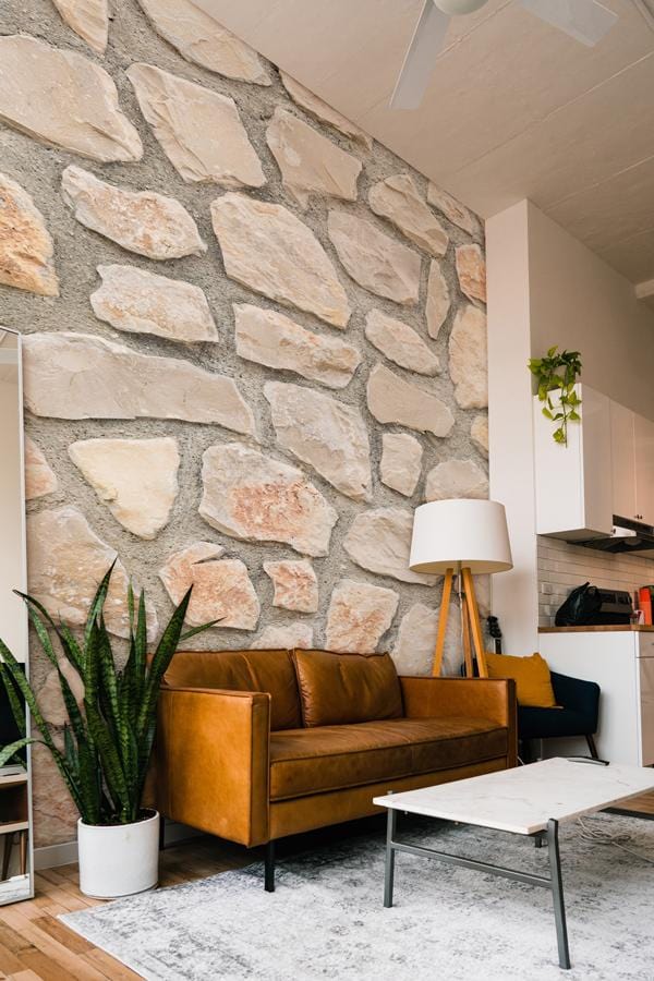 little pastel brick wallpaper mural for living room decor