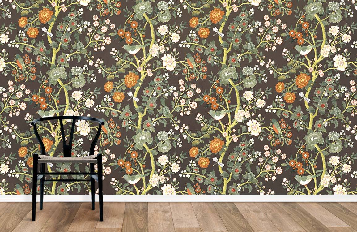 flower and vines wallpaper mural for room