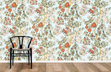 Vintage Botanical Birds and Blossoms Wallpaper Mural