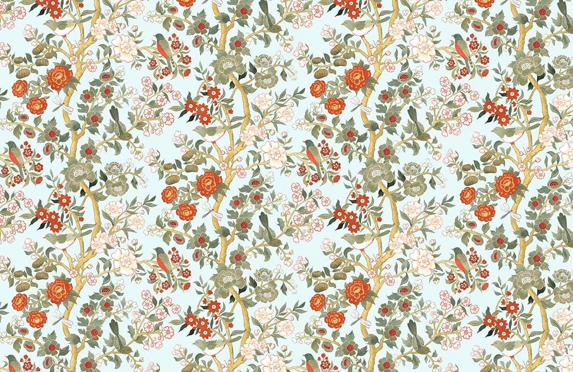 Vintage Botanical Birds and Blossoms Wallpaper Mural