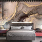 smoke grey marble feature wall mural bedroom interior