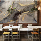 grey watercolor marble accent wall mural for restaurant design