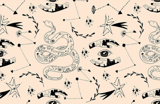 Divination Wallpaper with snake and eyes Mural