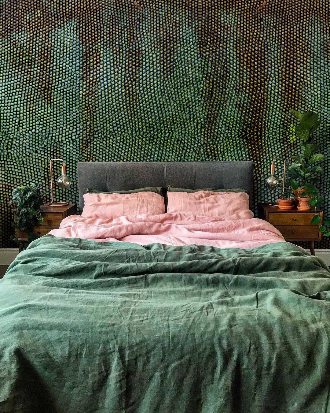 Animal wallpaper made of jasper snake skin, perfect for decorating a bedroom.