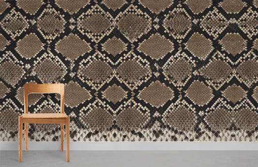 Geometric Brown Snake Skin Mural Wallpaper