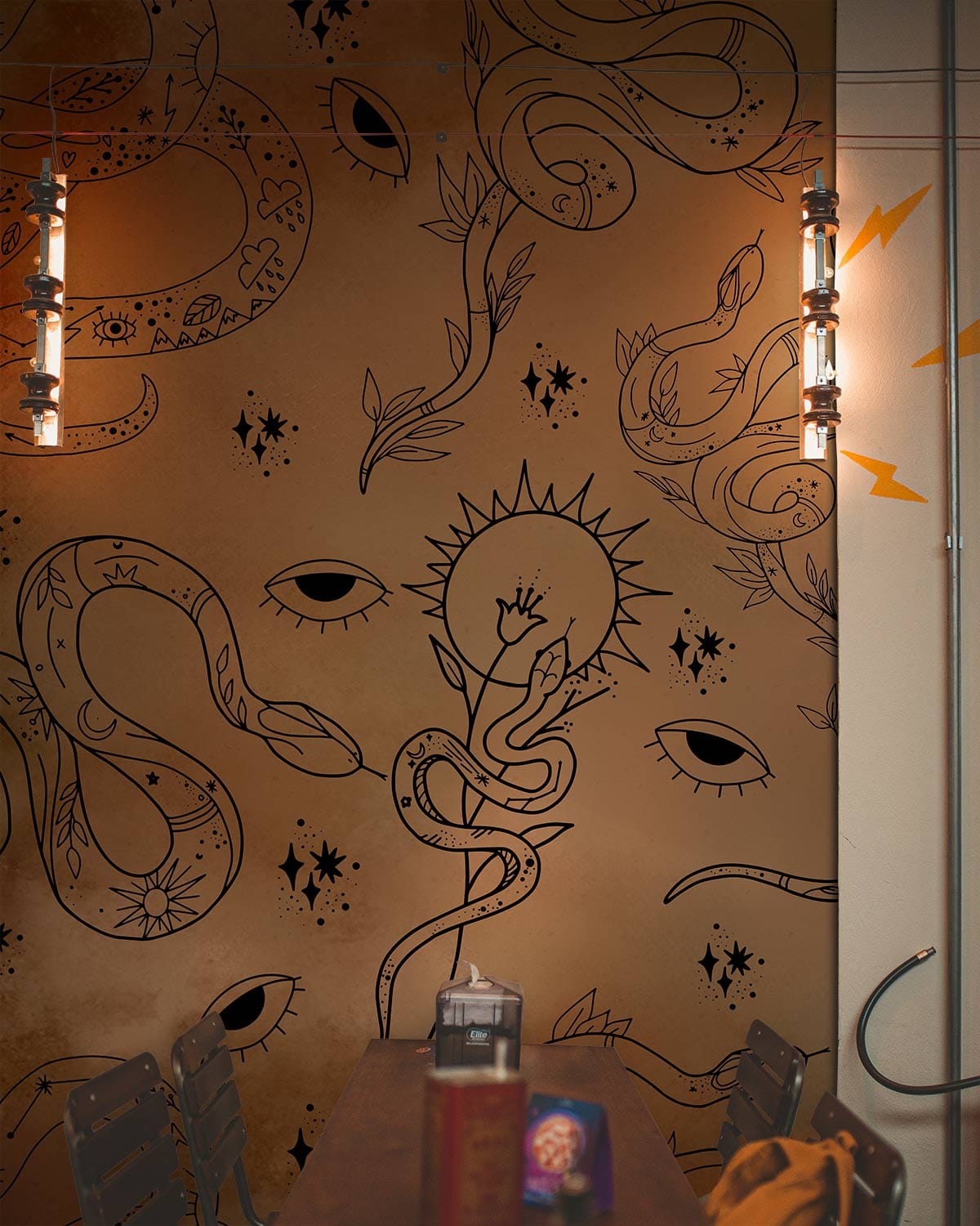 Snakes & Eyes Witchy Wall Mural for living Room