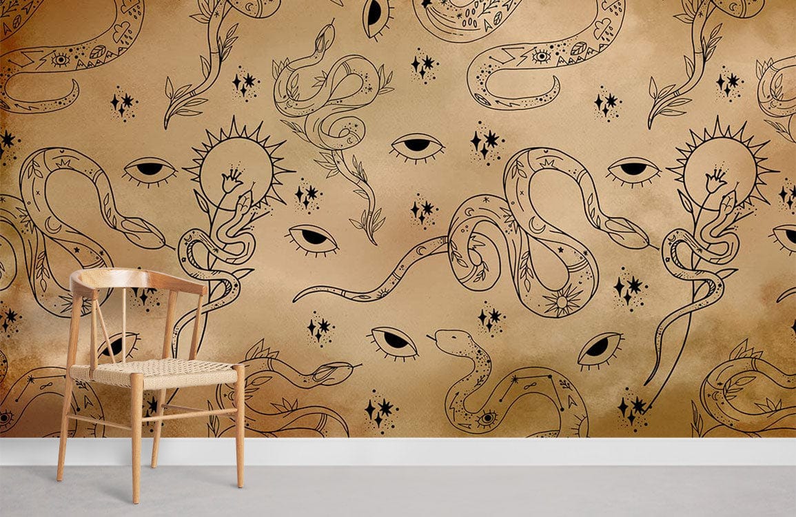 Snakes & Eyes Witchy Wall Mural for Room decor