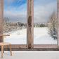 Home decoration winter wallpaper mural with a snowy woodland.