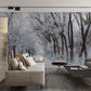Snowy forest path geust room wallpaper mural