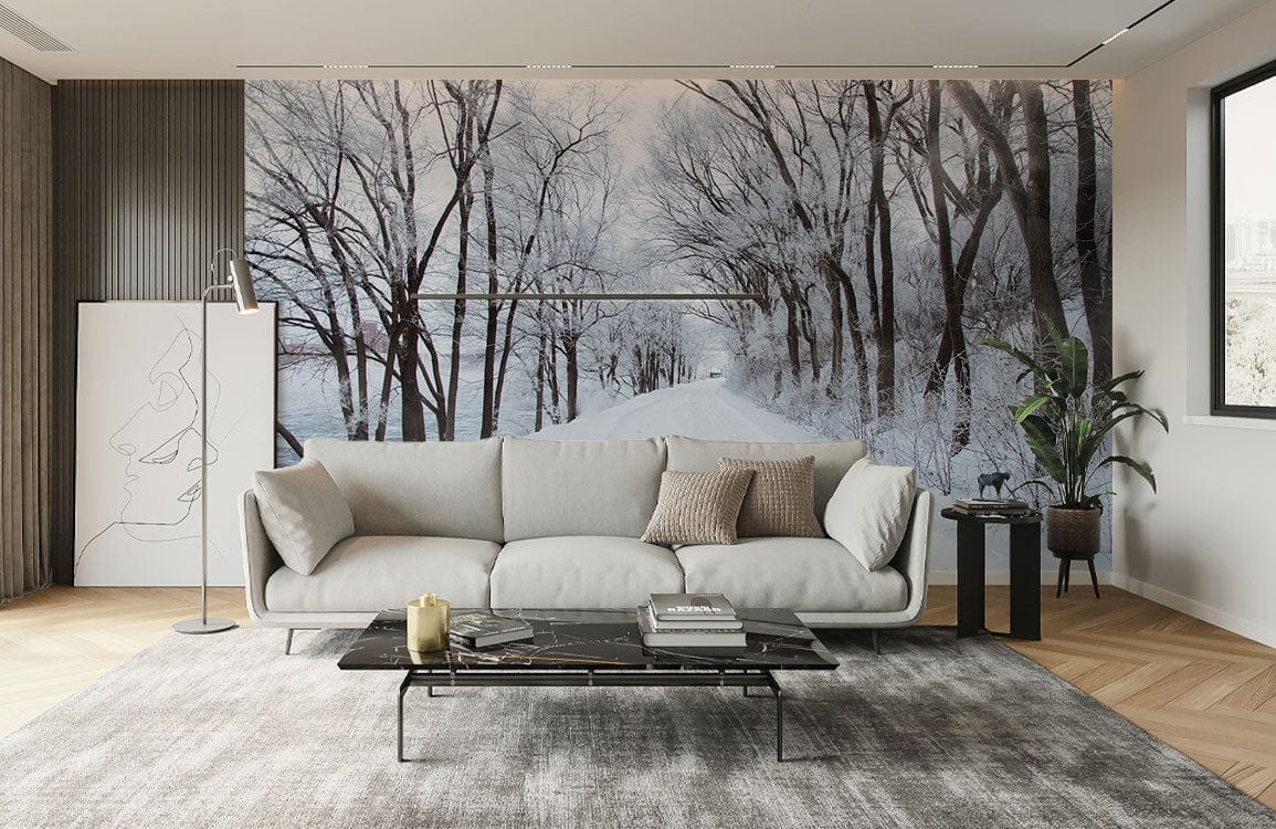 Snow landscape wallpaper for living room decor