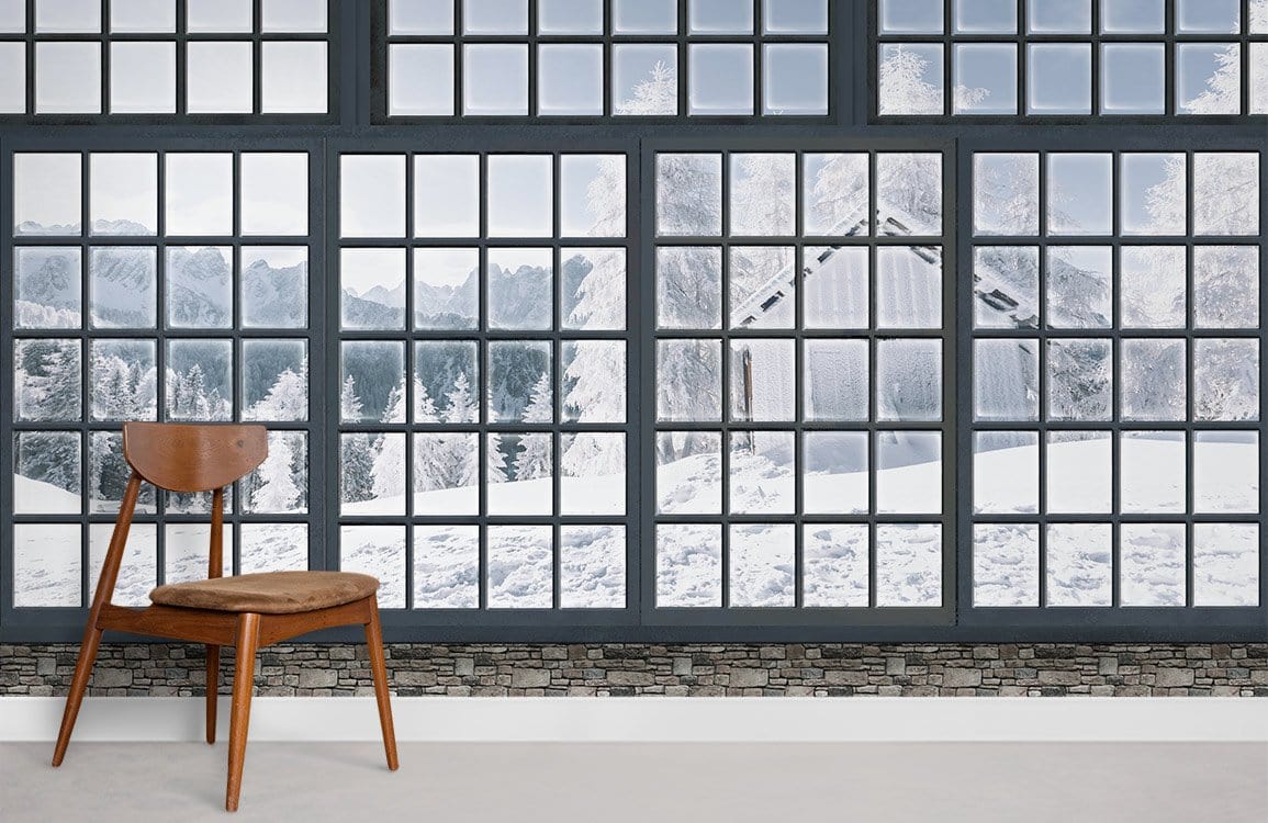 Snow Window Ice Landscape Wallpaper Mural Room