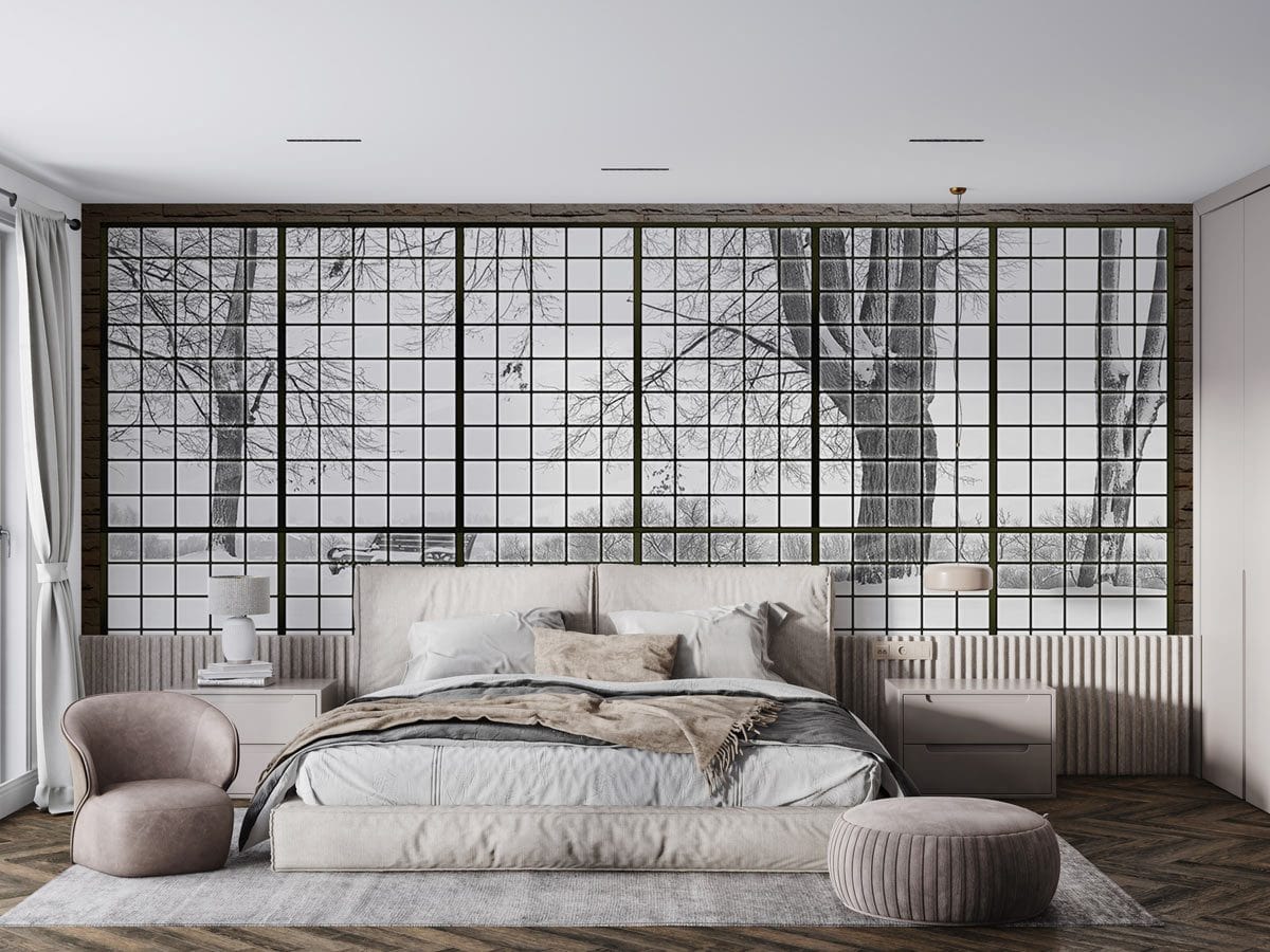 Snow Scene Wallpaper Mural for Use in Decorating Bedrooms