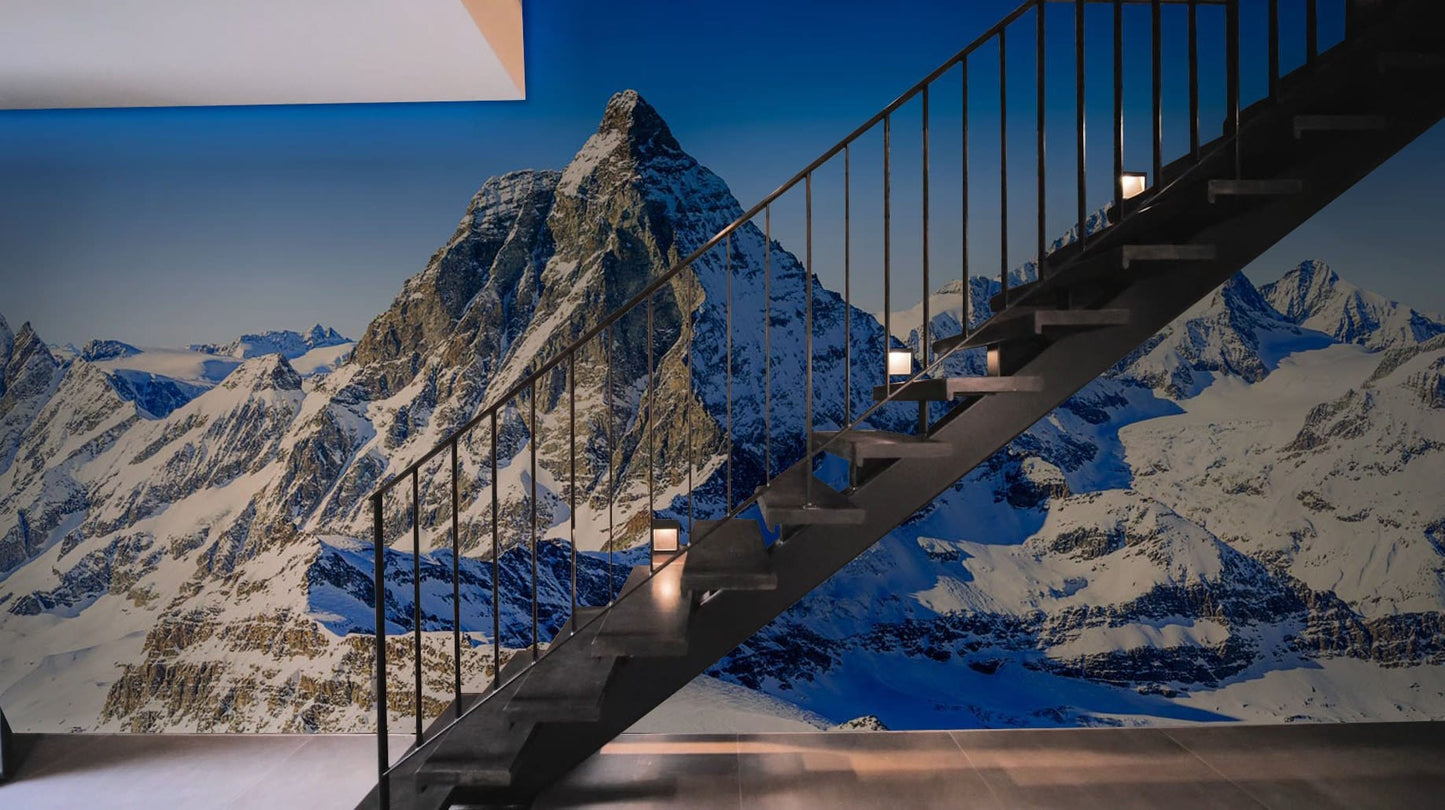 Wallpaper mural with snowy mounds, perfect for use in interior design.