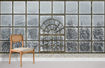Rustic Snowy Mountain Landscape Mural Wallpaper