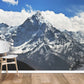 Wallpaper mural featuring a snowy scene of a valley for use in interior decoration