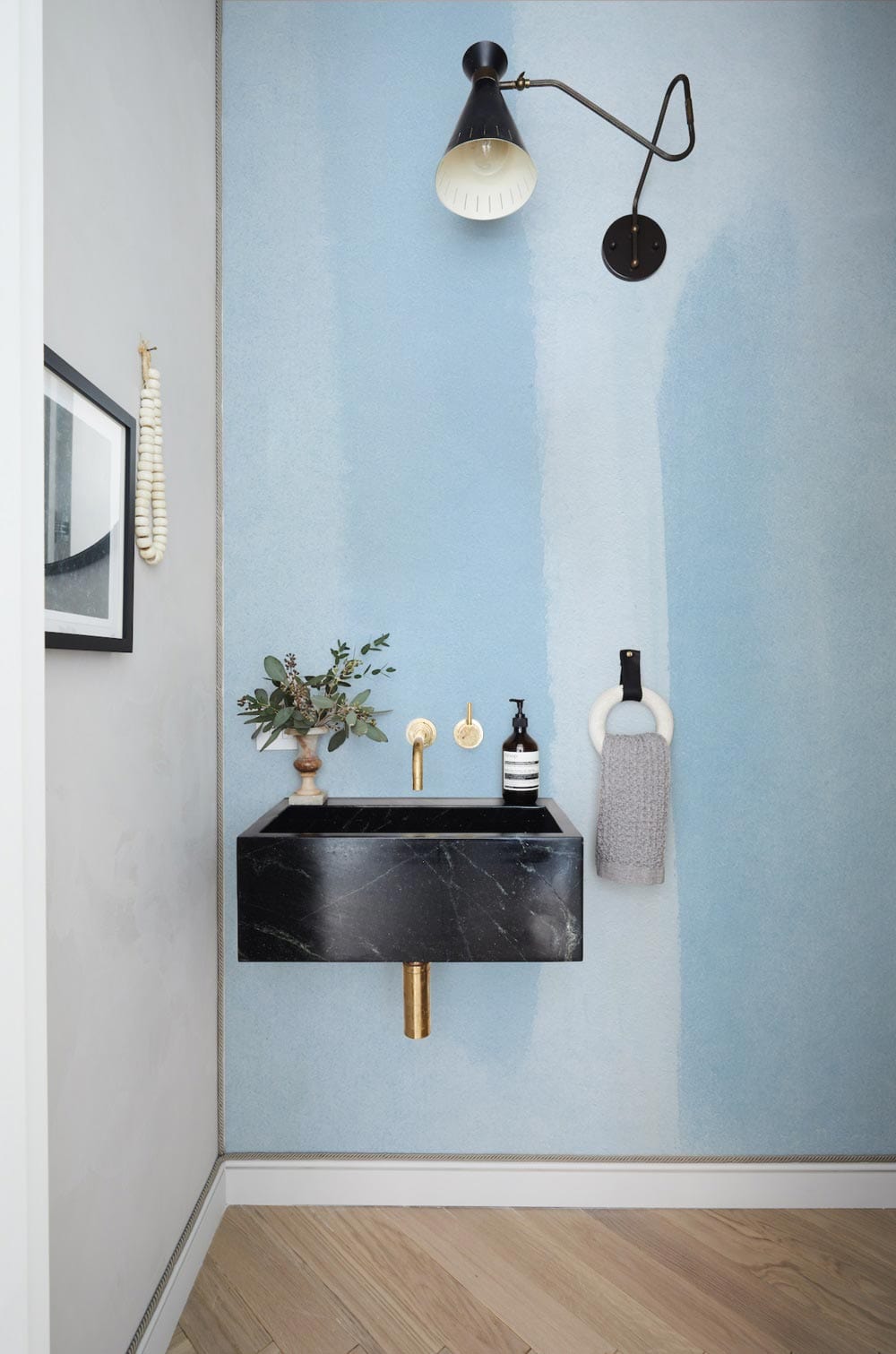 Soft Blue Watercolour effect Mural wallpaper for bathroom