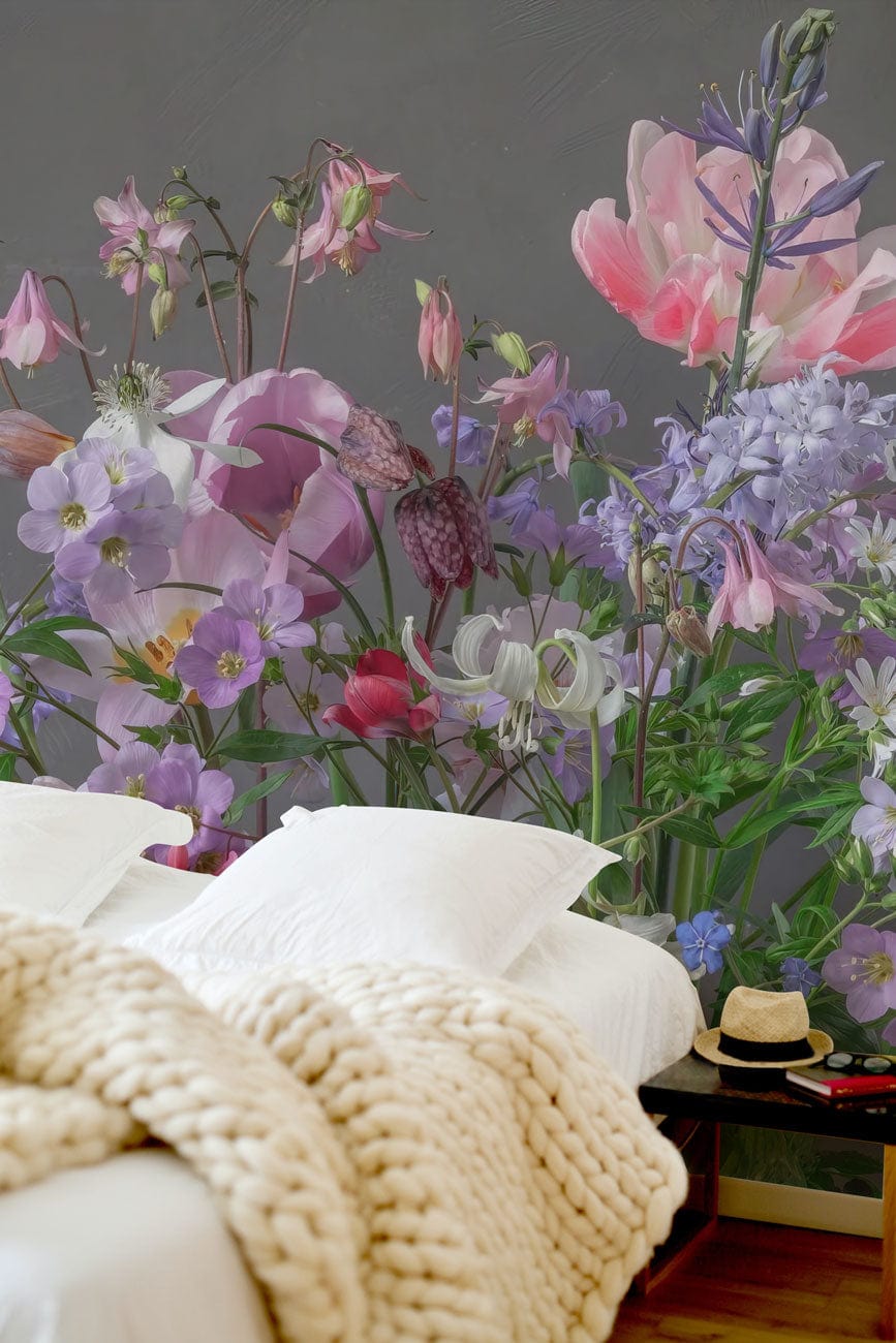 flowers wallpaper mural bedroom interior design