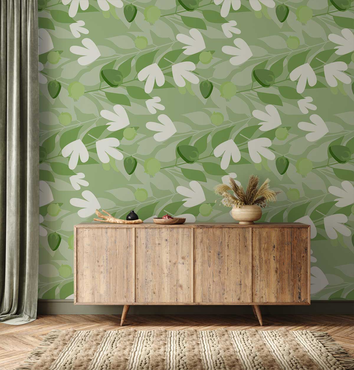 Soft Green Leaves Wallpaper Decoation Idea