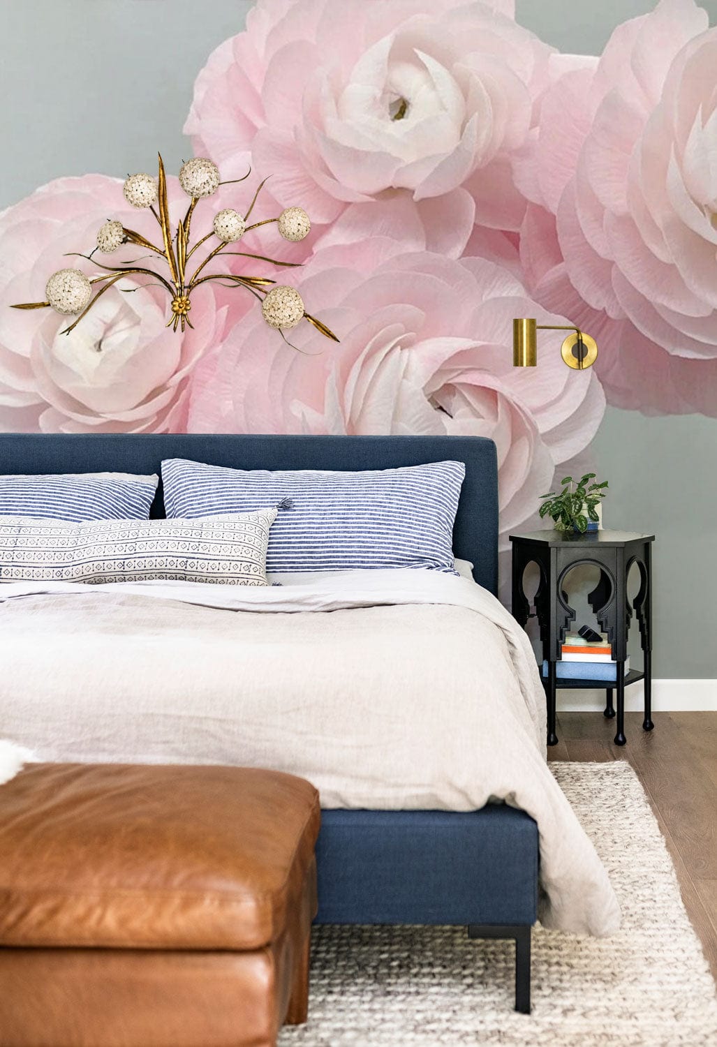3d visual flower blossom wall mural  lounge decor