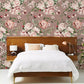 Vintage Pink Floral Bedroom Wallpaper Mural in bedroom