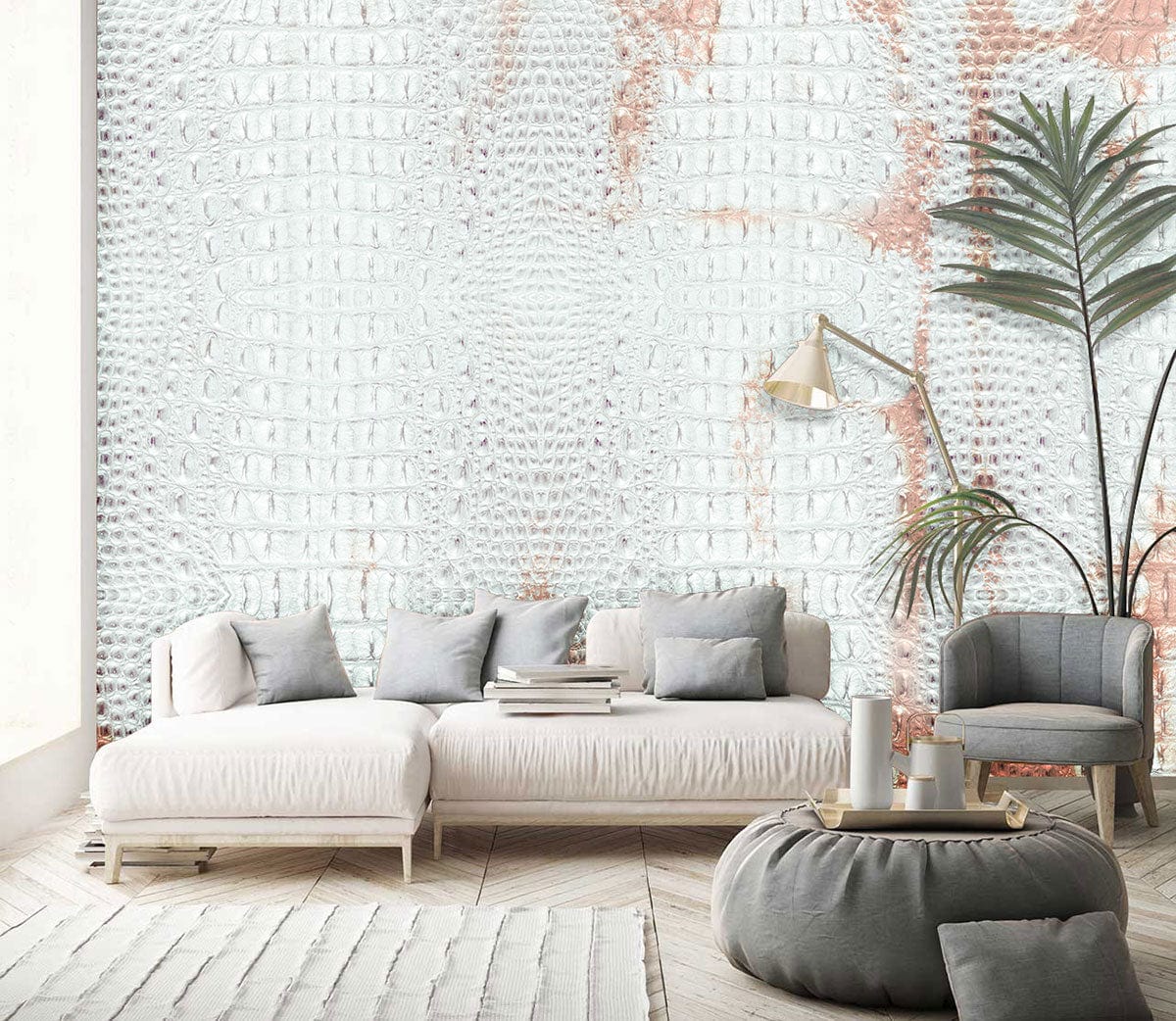 vibrant snake skin animal wallpaper mural for use as a decoration in the living room