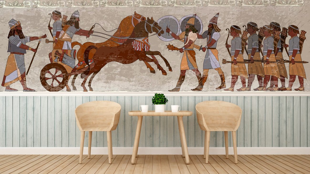 A Living Room Wall Mural depicting Soldiers in Training