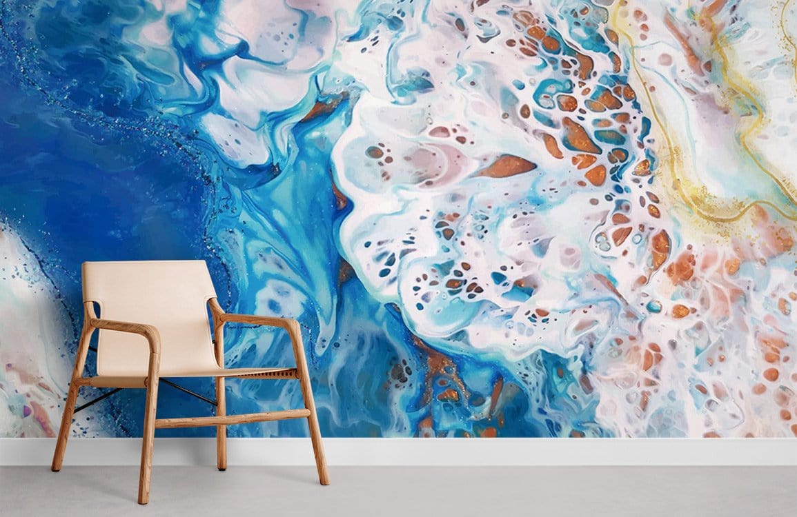 Wallpaper Mural of Blue Ocean Water Adorning the Room