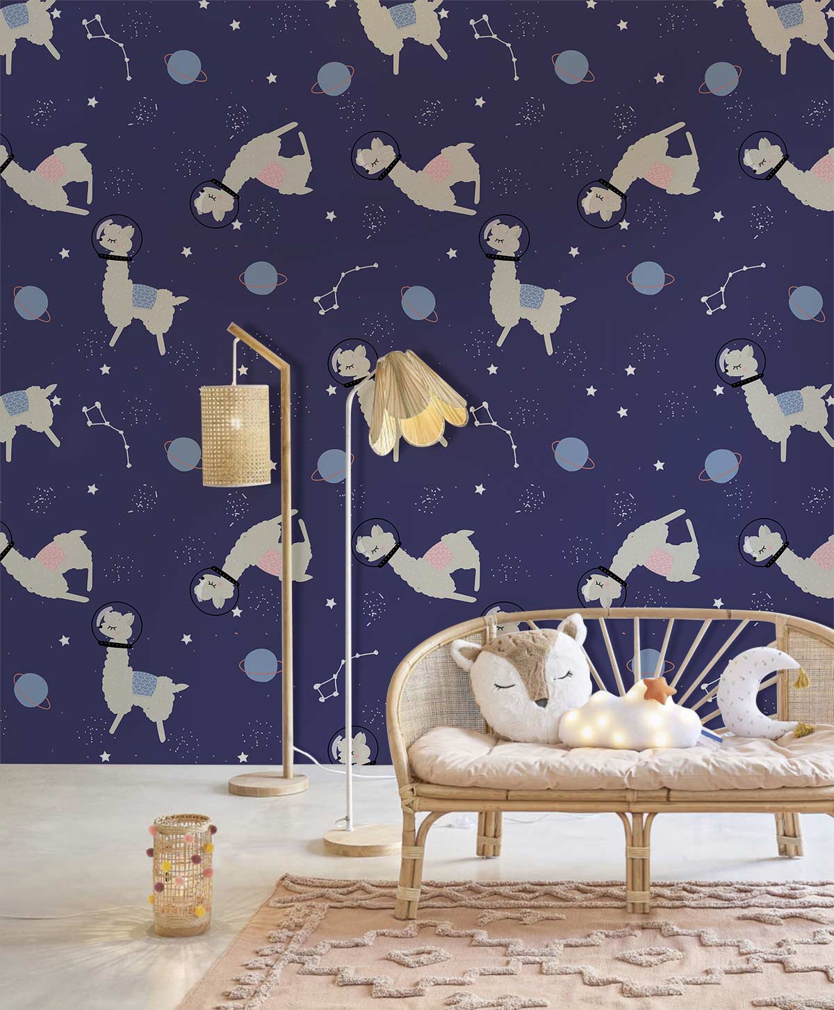 Astronaut Dog Navy Children Mural Wallpaper