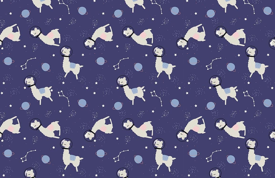 Astronaut Dog Navy Children Mural Wallpaper