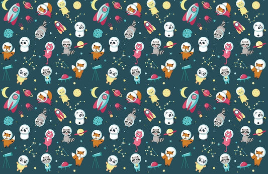 Whimsical Space Adventure Kids Wallpaper
