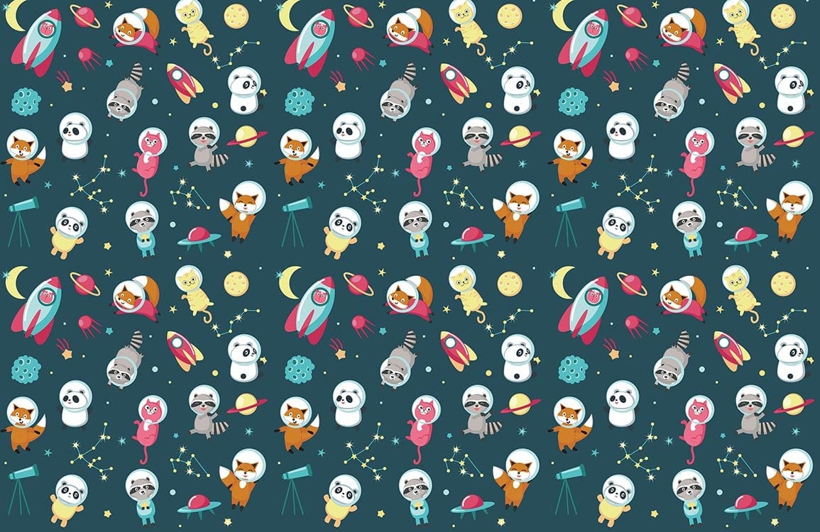 Whimsical Space Adventure Kids Wallpaper