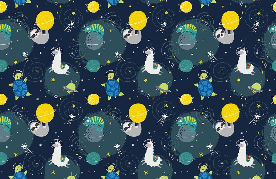Murale Carta da Parati di un Astronauta Cartone Animato nello Spazio Esterno