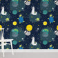 Outer Space Cartoon Astronaut Mural Wallpaper