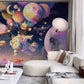 space bunny wall mural for living room decor