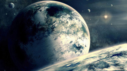 Planet on deep Space Wallpaper mural for wall