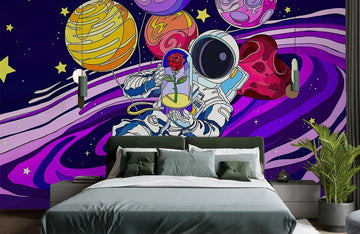 Astronaut Cosmic Voyage Kids Mural Wallpaper