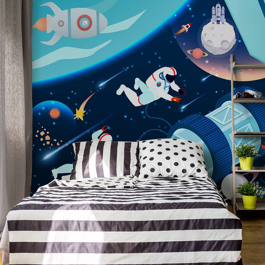 Space Station Children's Wall Mural Paper for Use in Decorating Bedrooms
